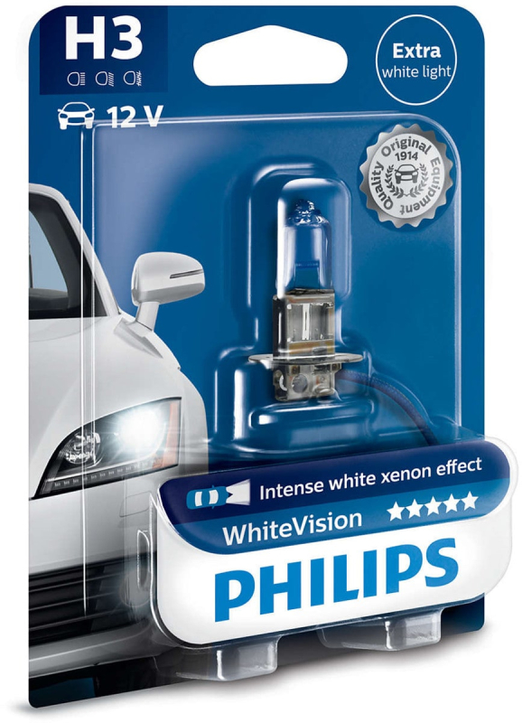 Billede af Philips White Vision H3 pære +60% mere lys (1 stk)
