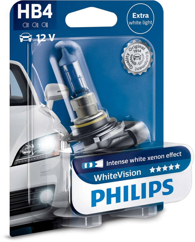 Philips White Vision HB4 pære +60% mere lys (1 stk)