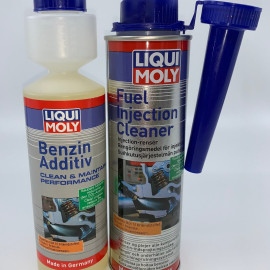 Benzin additiv tilbudspakke, 2 additiv produkter, hældes direkte i bilens benzin tank