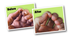 Working Hands creme fra O'Keeffe's - før og efter billede