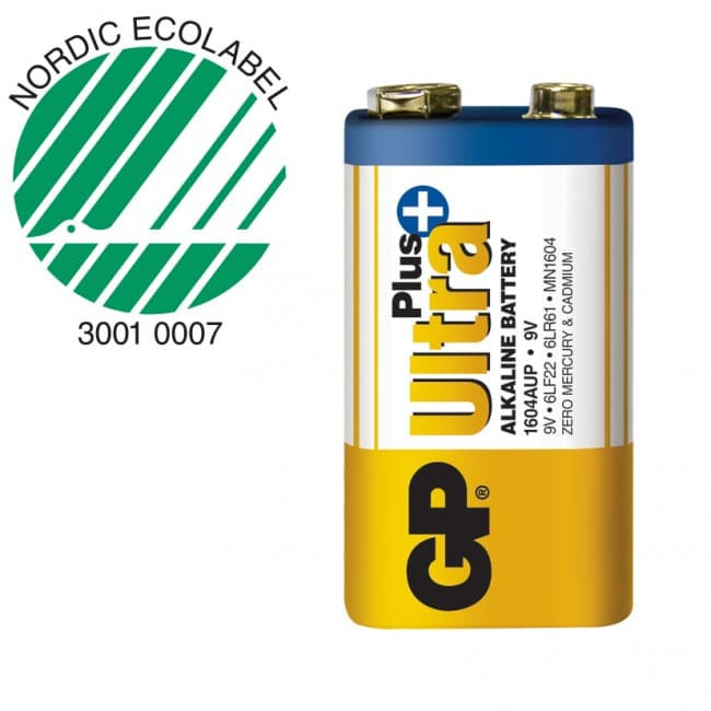 9V / 6LF22 Alkaline batteri fra GP model Ultra Plus