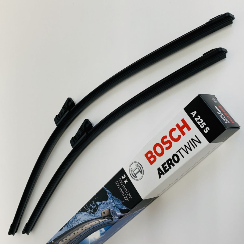 Se A225S Bosch Aerotwin Viskerblade / Fladblade sæt 650+550mm hos Viskerbladet.dk