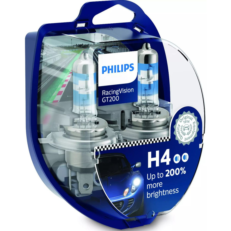 Billede af Philips RacingVision GT200 H4 pærer +200% mere lys (2 stk)