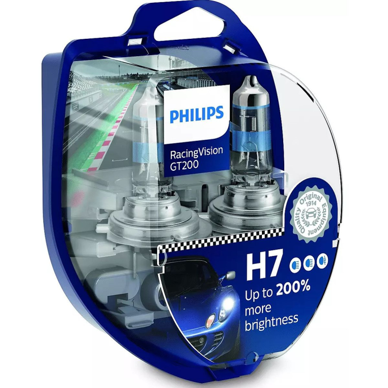 Philips RacingVision GT200 H7 pærer +200% mere lys (2 stk)