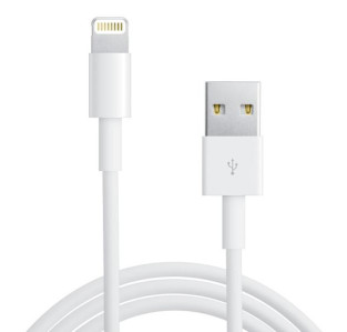 Ladekabel til Apple enheder, Lightning / USB-A stik, hvid og 1 mtr. lang