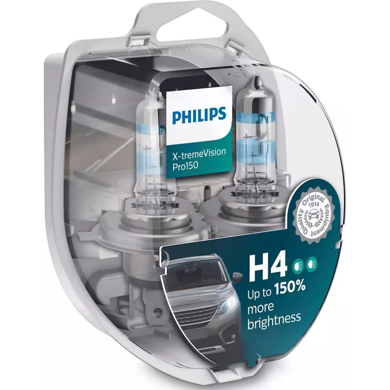 Billede af Philips H4 X-TremeVision Pro150 pærer +150% mere lys (2 stk) hos Viskerbladet.dk