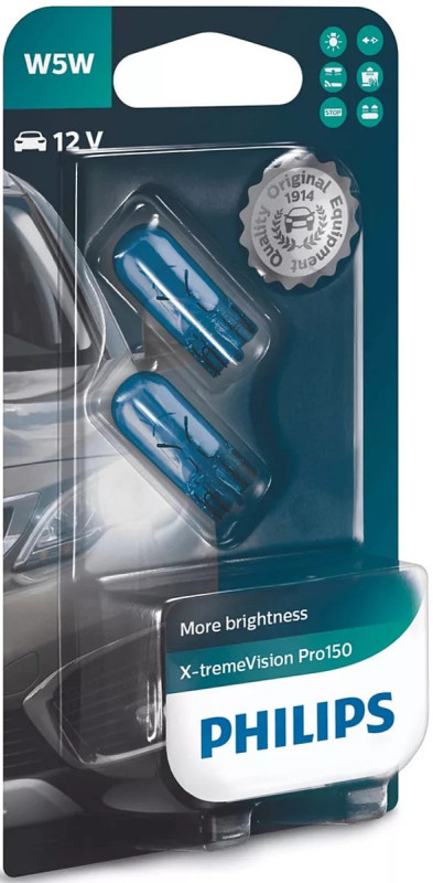 12961XVPB2 Philip W5W X-Treme Vision Pro 150 +150% mere lys i blister pakke