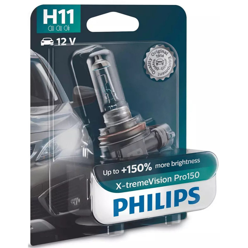 Philips H11 X-TremeVision Pro150 pærer +150% mere lys (1 stk)