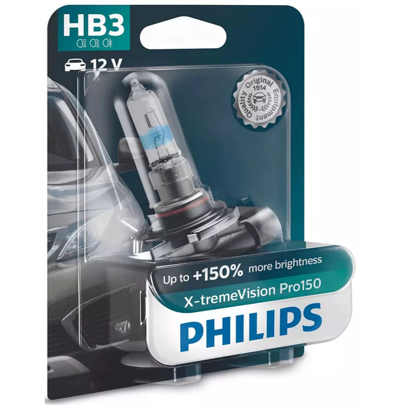 Billede af Philips HB3 X-TremeVision Pro150 pærer +150% mere lys (1 stk) hos Viskerbladet.dk