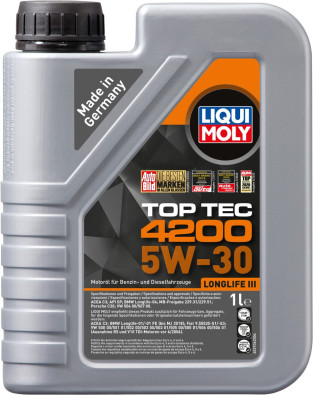 Top tec 4200 motorolie i 1 liters dunk fra Tyske Liqui Moly (art nr. 8972)
