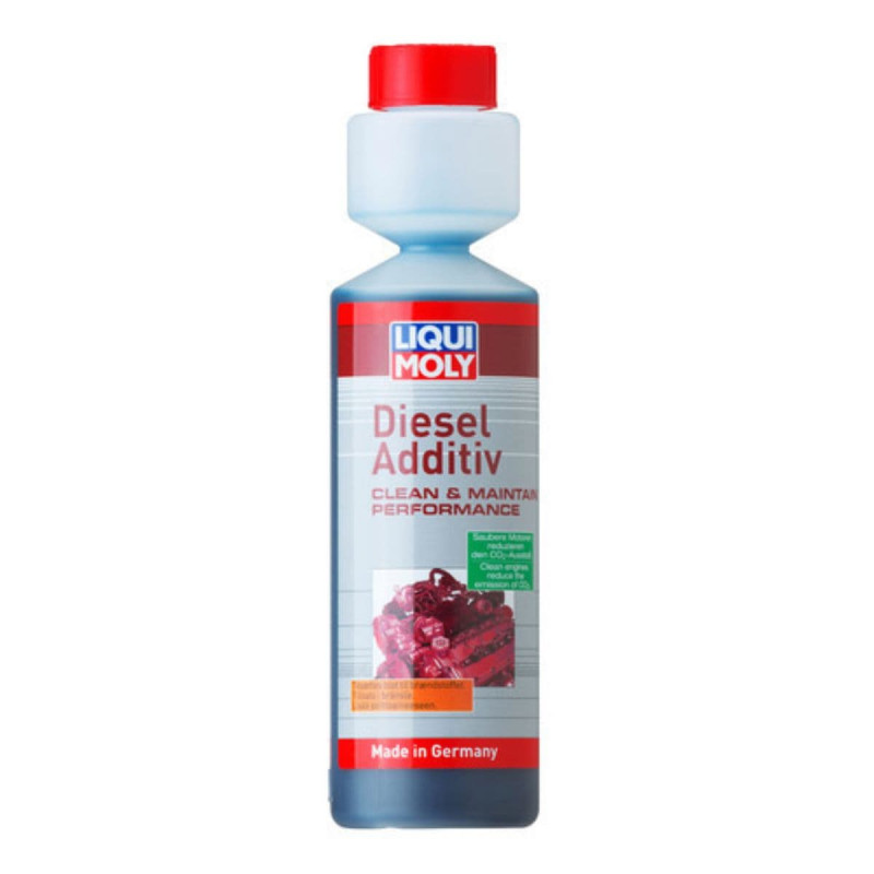 Diesel additiv med dosering ( i doserings flaske) fra Liqui Moly bruges inden hver tankning.