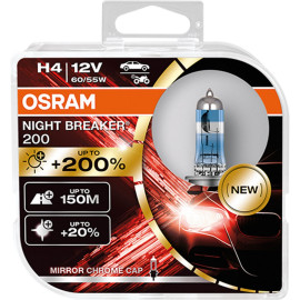 Osram Night Breaker® 200, H4 pærer +200% mere lys (2 stk) pakke