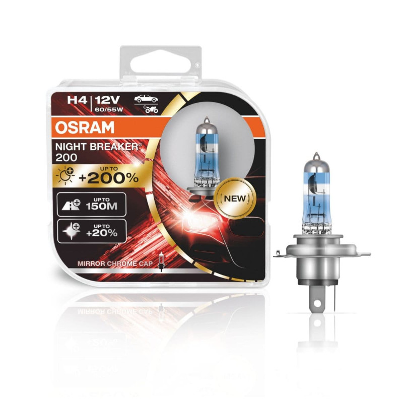 H4 Osram Night Breaker 200 +200% mere lys end std. pære (2 stk. pakke)