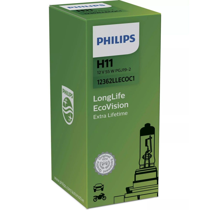 Billede af Philips H11 LongLife EcoVision pære med op til 4x længere levetid hos Viskerbladet.dk