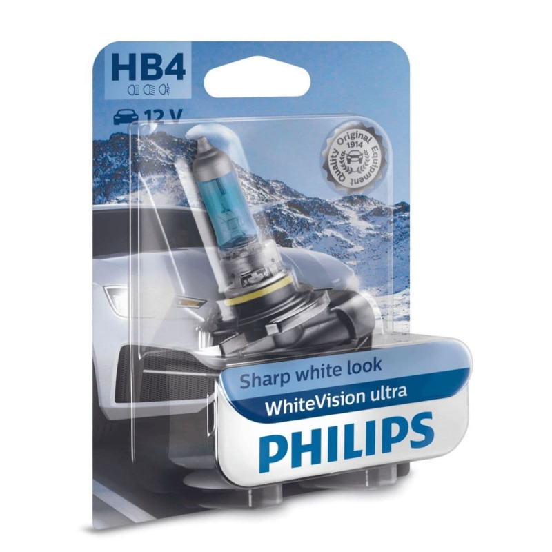 Billede af Philips HB4 WhiteVision Ultra pærer med Xenon effekt & +60% mere lys 1 stk hos Viskerbladet.dk