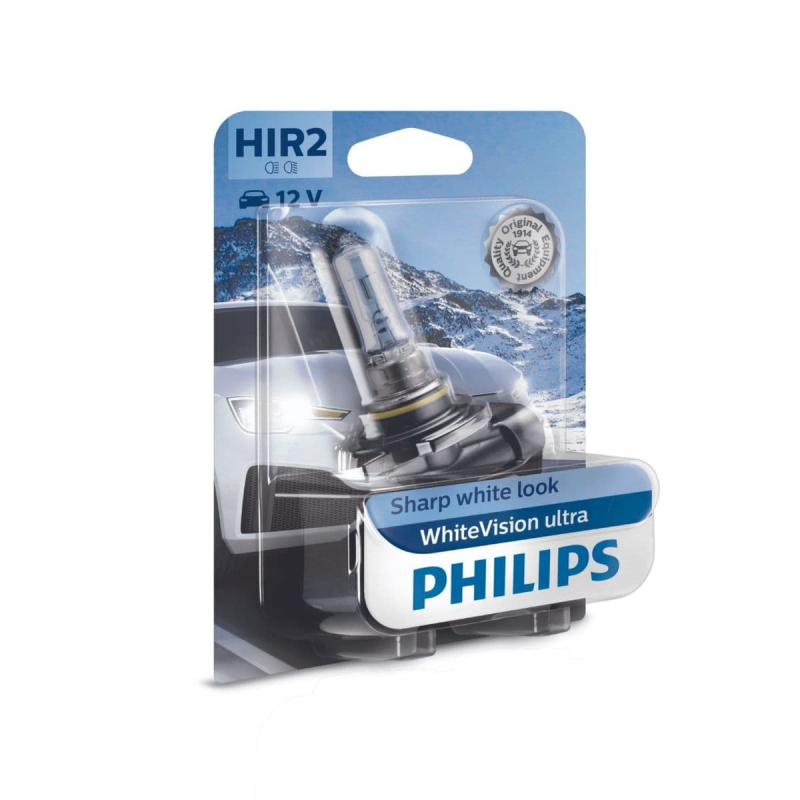 Billede af Philips HIR2 WhiteVision Ultra pærer med Xenon effekt & +60% mere lys 1 stk hos Viskerbladet.dk