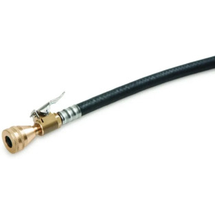 Cykelnippel til pumpepistol monteret i slange fra Dækpumpepistol med klemnippel