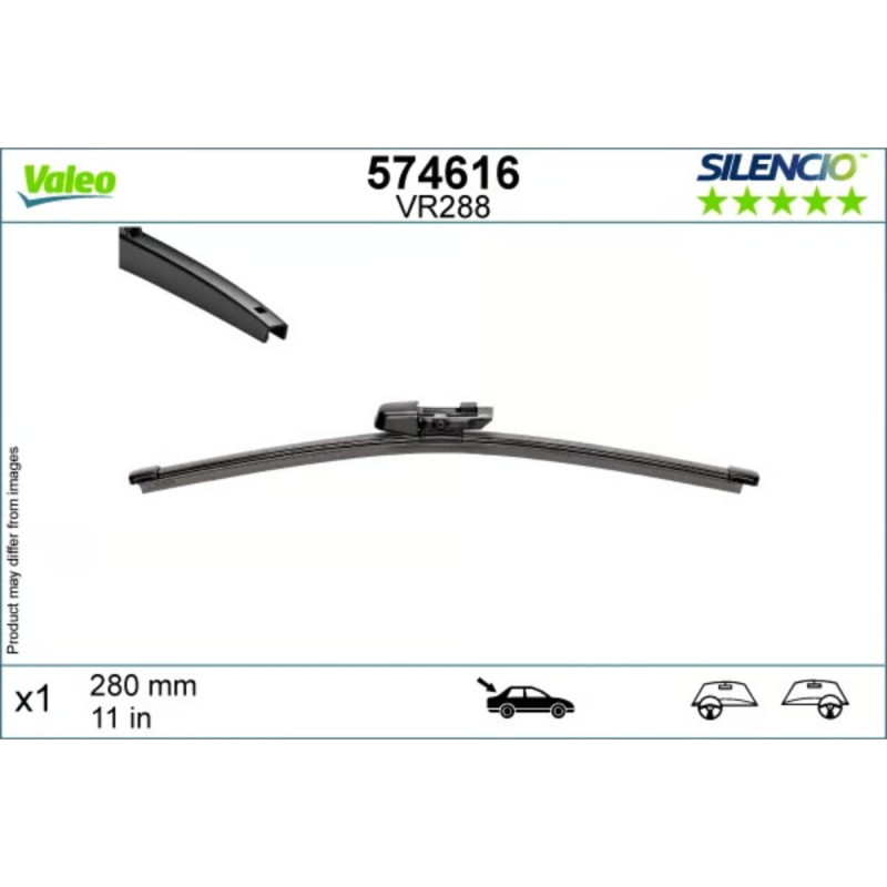 574616 / VR288 Valeo Silencio Bagrudevisker, 280mm lang, passer til ID.3+ID.4+ID.5+Skoda Enyaq m.fl.