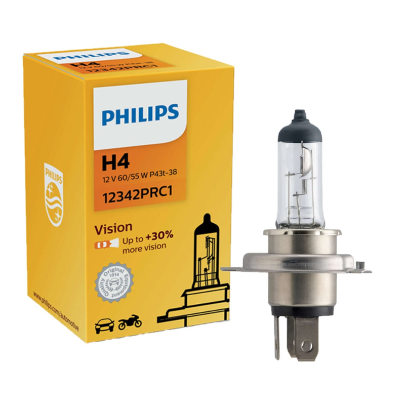 Philips H4 pære - Vision Premium +30% mer lys