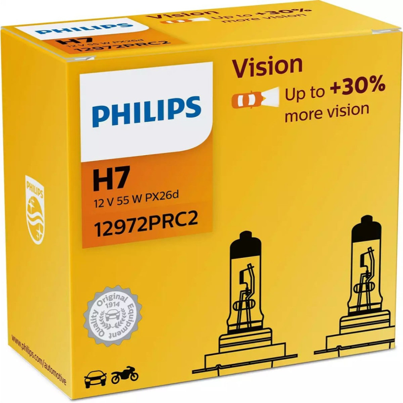 Billede af Philips Vision H7 pærer, som giver +30% mere lys (2 stk) hos Viskerbladet.dk