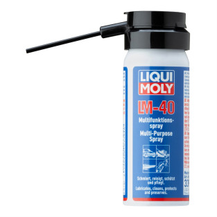 LM40 50ml fra Liqui Moly er en Multispray som smører, løsner, rengøre. LM40 50ml fra Liqui Moly er en Multispray som smører, løsner, rengøre.