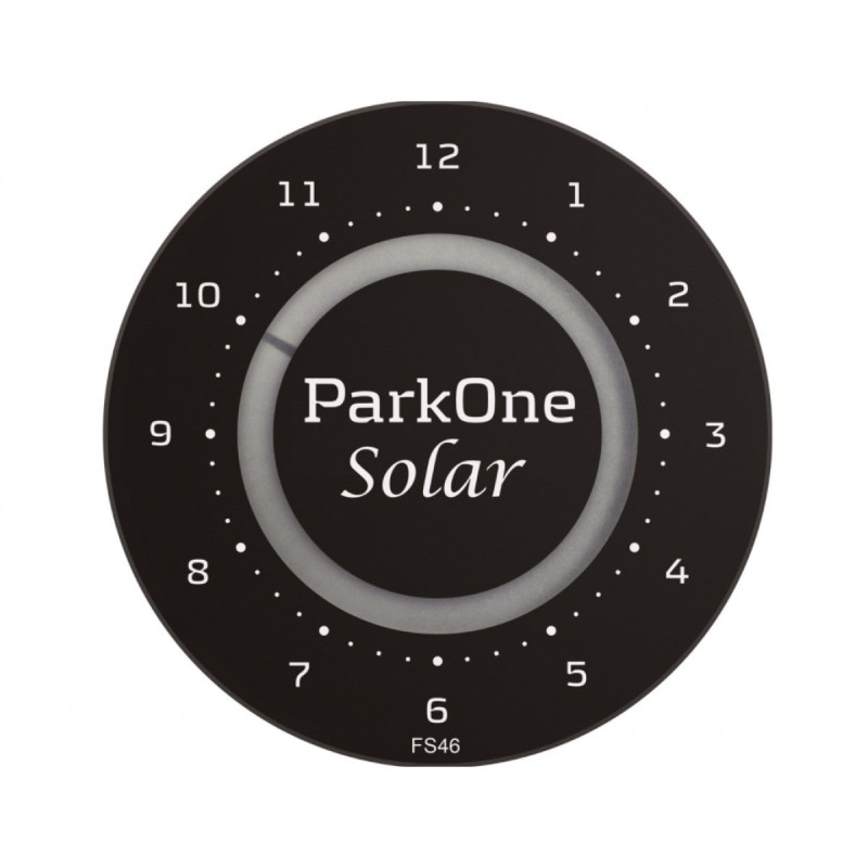 Parkone Solar, sort, p-ur med solceller og genopladeligt batteri