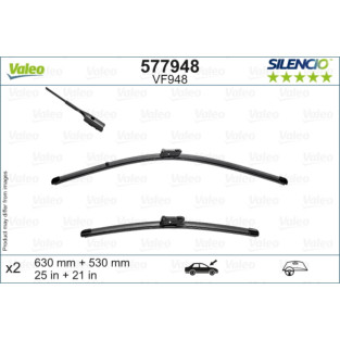 VF948 / 577948 Valeo Silencio Viskerblade sæt, 630 + 530mm lange viskere med 16mm push-lock montering, passer til Skoda Kodiaq fra årg. 2017 og frem