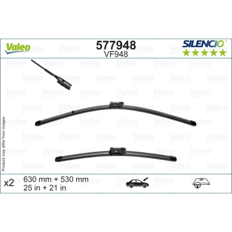 VF948 Valeo Silencio Viskerblade / Fladblade sæt 630+530mm