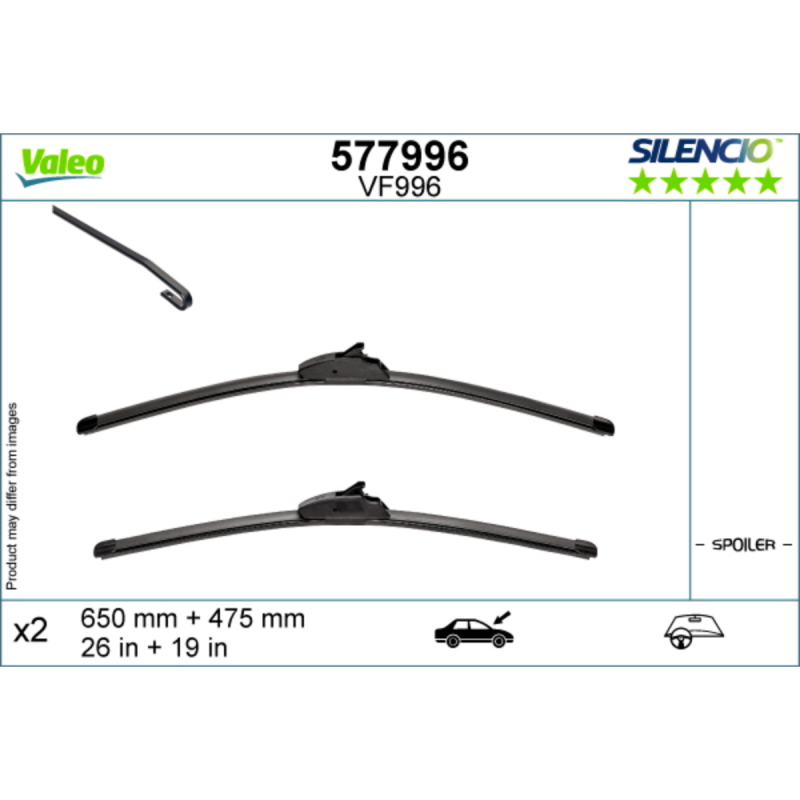 VF996 Valeo Silencio Viskerblade / Fladblade sæt 650+475mm
