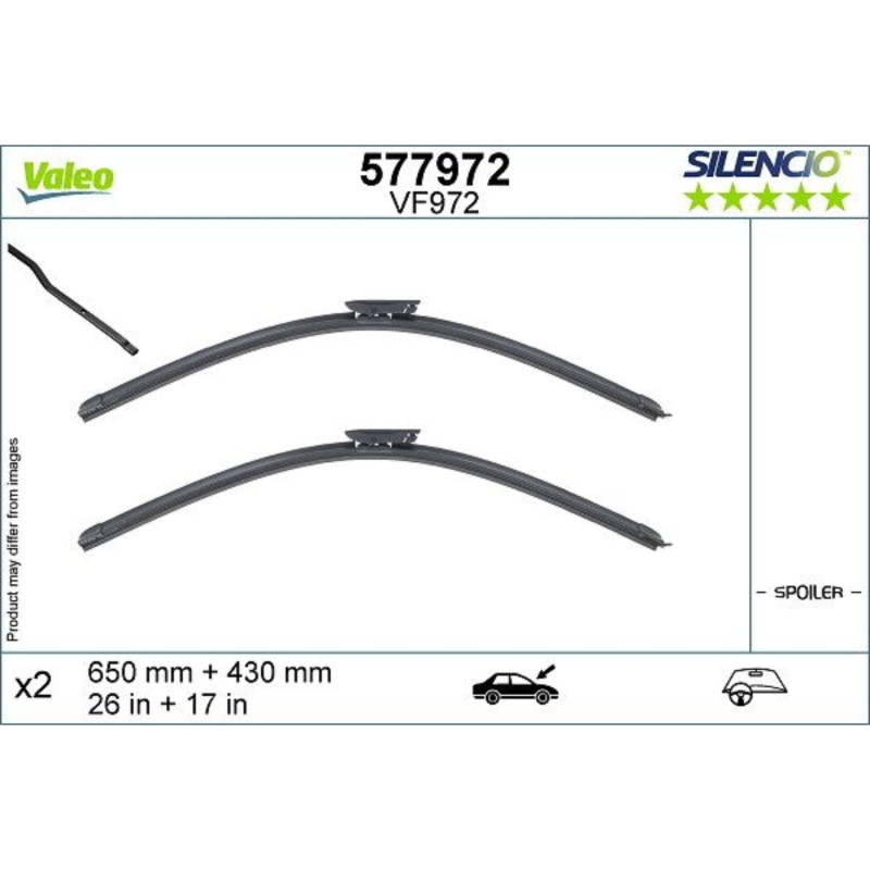 577972 / VF972 Valeo Silencio Vinduesvisker / Fladblade sæt til Citroën C4 Cactus