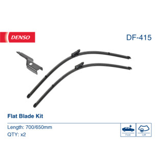 DF-415 Denso Fladblades / Vinduesvisker / Viskerblade sæt 700+650mm lange og med fitting F i 16mm bredde