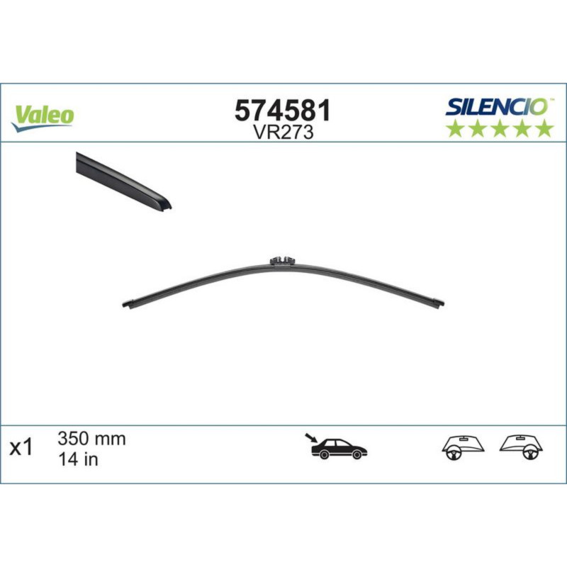 574581 / VR273 Valeo Silencio Bagrudevisker, 350mm lang, passer til BMW X1 & X2 m.fl.