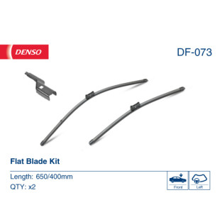 DF073 Denso fladblade, viskerblade / vinduesvisker sæt som passer til: BMW X1; F48, Opel Crossland X & Seat Leon 3 modeller, samt flere andre DF073 Denso fladblade, viskerblade / vinduesvisker sæt som passer til: BMW X1; F48, Opel Crossland X & Seat Leon 3 modeller, samt flere andre