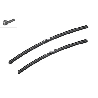 A582S Bosch AeroTwin Viskerblade / Vinduesvisker sæt 600+530mm lange. Passer til VW Phaeton modeller fra årg. 10/2002 og frem m.fl.