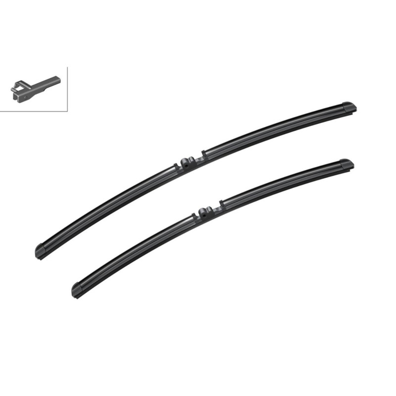 A582S Bosch AeroTwin Viskerblade / Vinduesvisker sæt 600+530mm lange. Passer til VW Phaeton modeller fra årg. 10/2002 og frem m.fl.