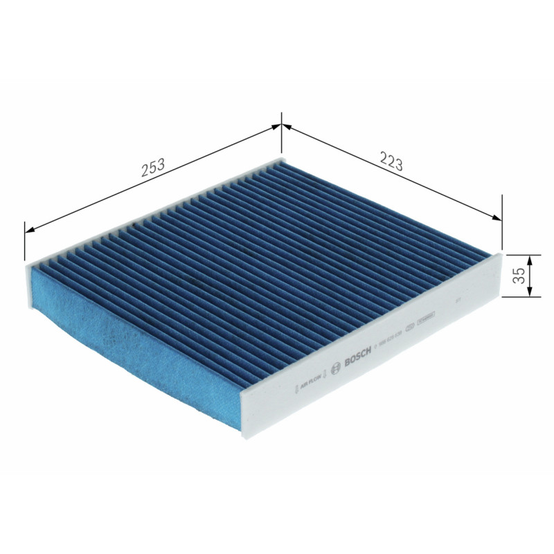 A8639 / 0986628639 Bosch pollenfilter med aktivkul og med antibaktiel virkning.