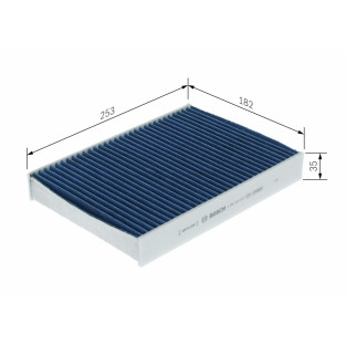 A8657 / 0986628657 Bosch pollenfilter med aktivkul og med antibaktiel virkning. Pollen filter med mål
