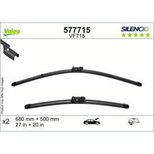 577715 / VF715 Valeo Silencio Viskerblade / Fladblades sæt, 680 & 500mm lange viskere