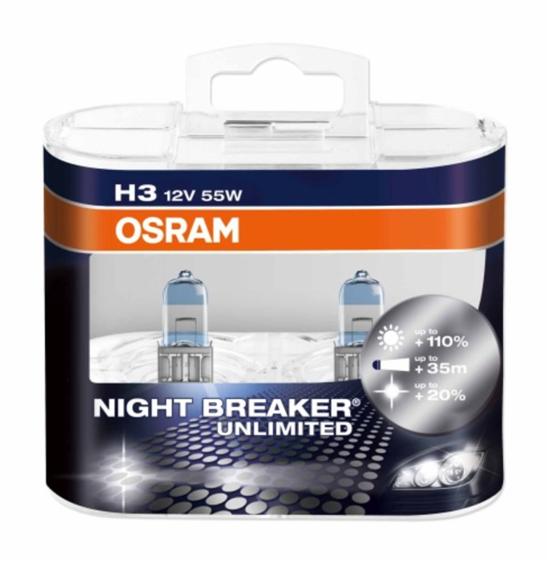 Billede af Osram NightBreaker Unlimited H3 pære +110% mere lys (2 stk) hos Viskerbladet.dk