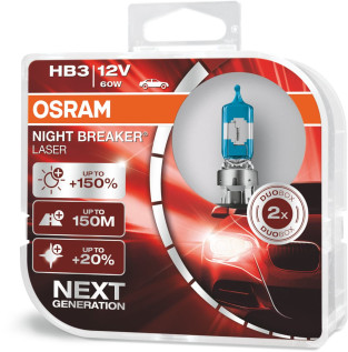 9005nl-hcb HB3 Osram Night Breaker Laser +150% mere lys end. std. pære - i 2 stk. pakke